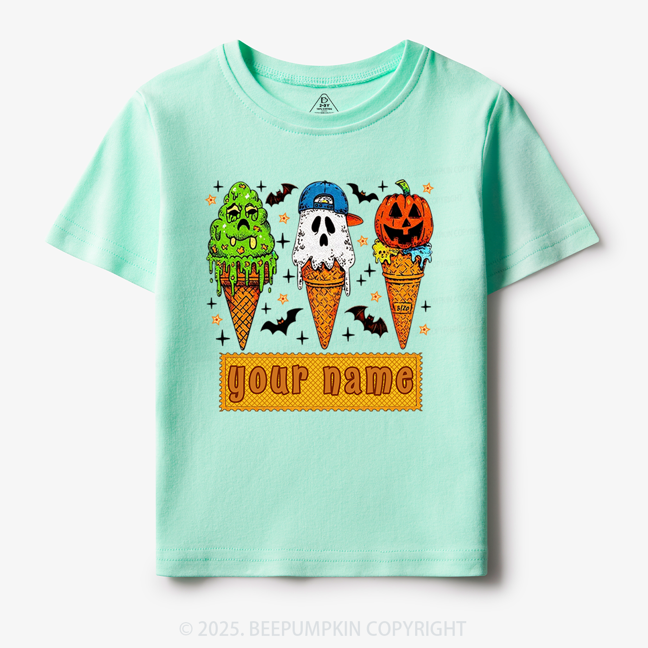 Personalized Name Halloween Spooky Scoops Toddler&Kid's Tees Beepumpkin