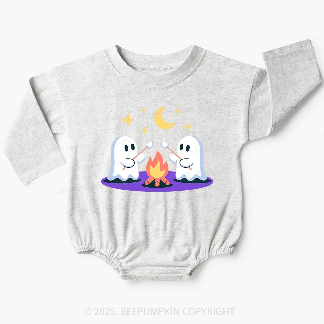 Ghost With Star Moon Baby Bubble Romper Beepumpkin