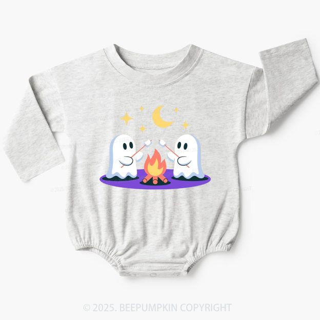 Ghost With Star Moon Baby Bubble Romper Beepumpkin