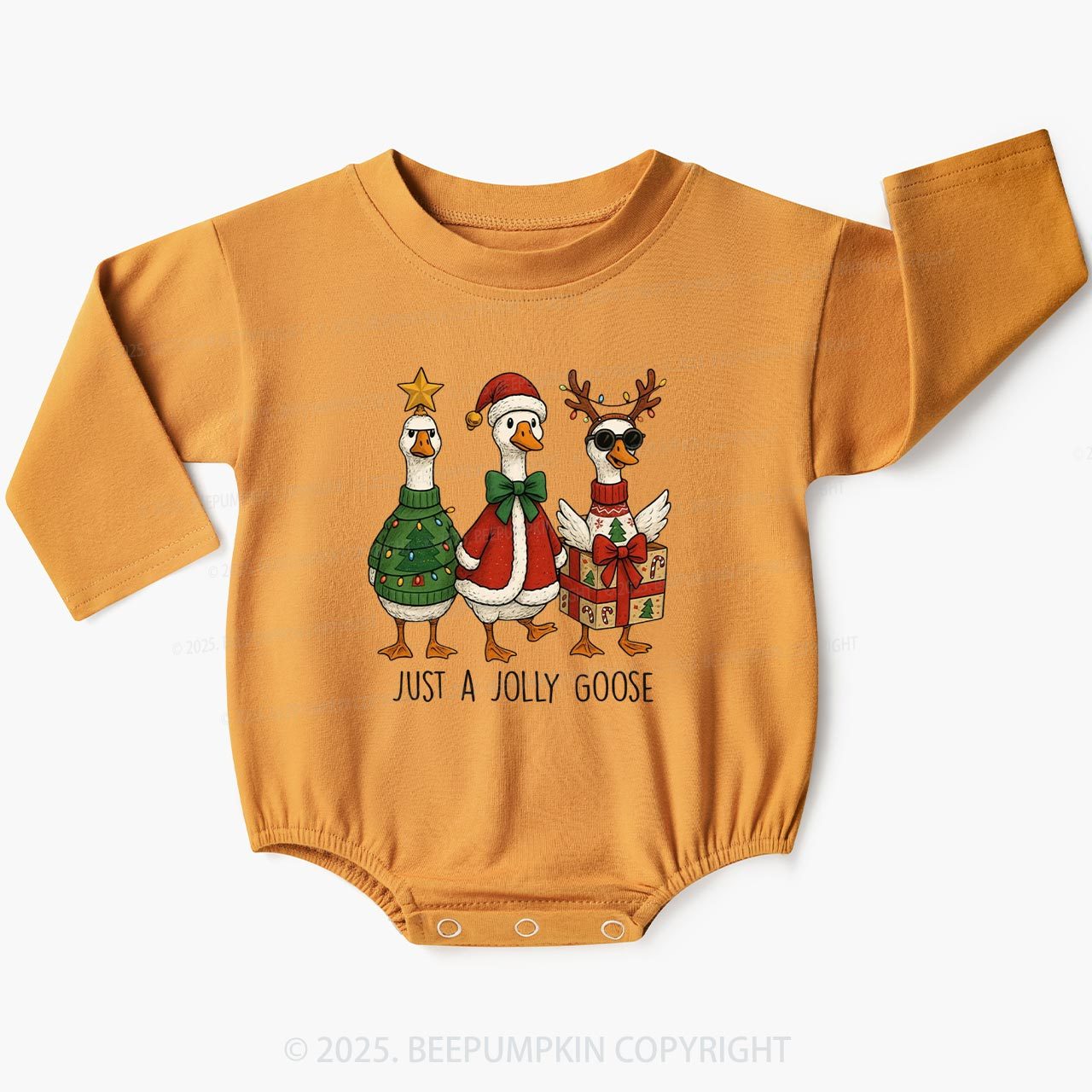 Silly Goose Girly Christmas Baby Bubble Romper Beepumpkin