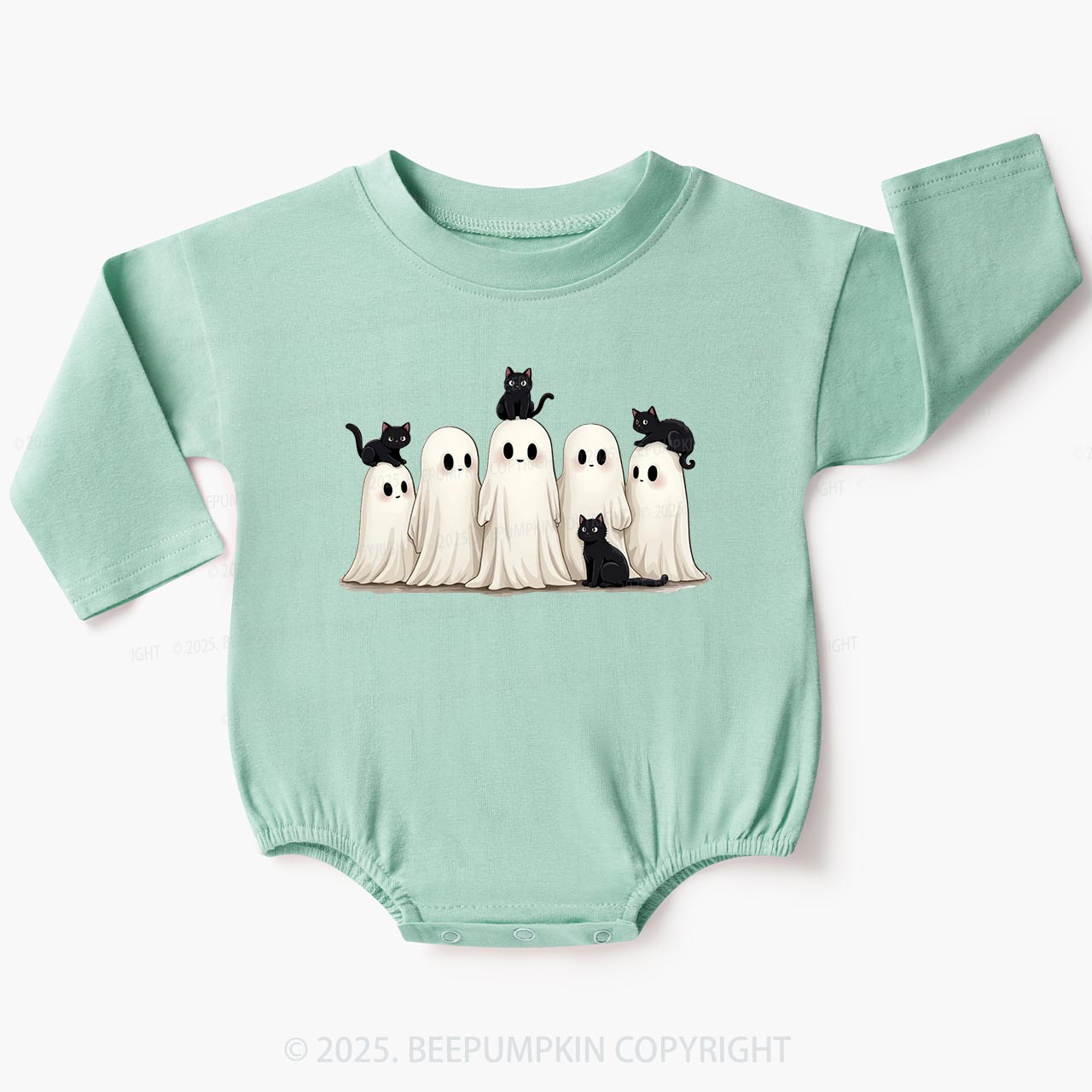 Halloween Black Cat & Ghost Baby Bubble Romper Beepumpkin