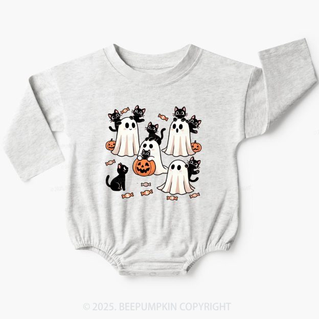 Halloween Black Cat & Ghost Baby Bubble Romper Beepumpkin