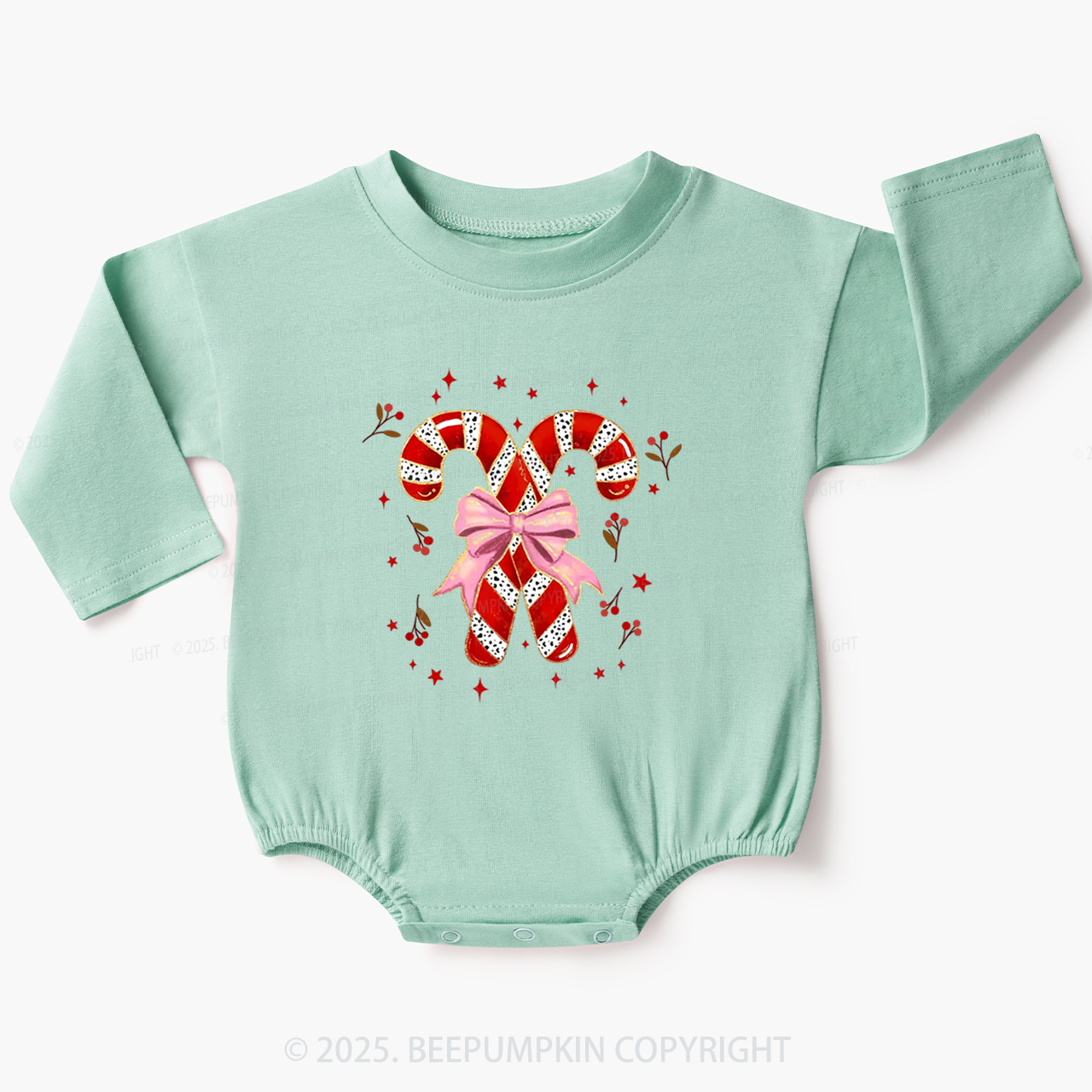 Christmas Candy Cane Baby Bubble Romper Beepumpkin