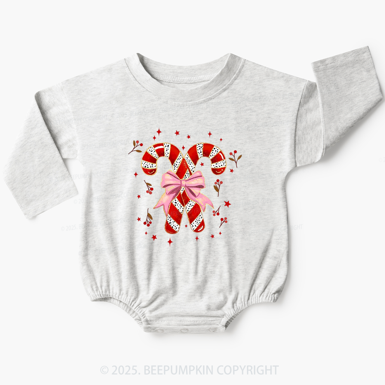 Christmas Candy Cane Baby Bubble Romper Beepumpkin