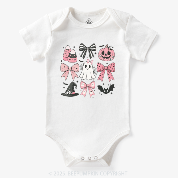  Pink Bow Coquette Halloween Bodysuit Beepumpkin