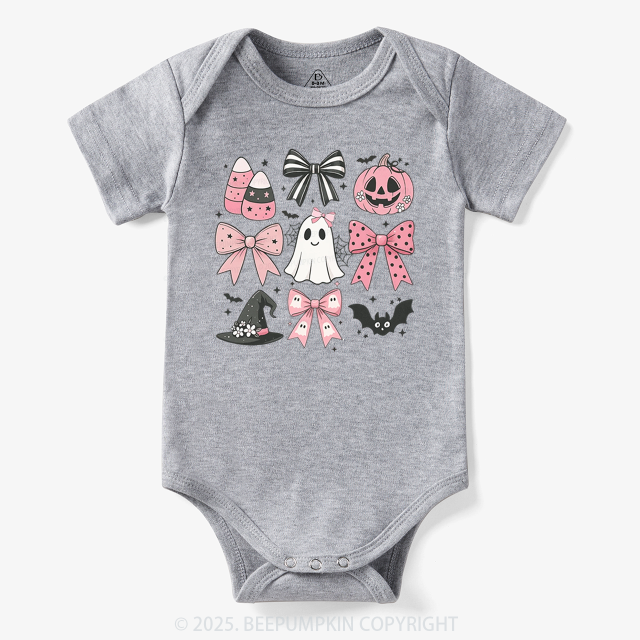  Pink Bow Coquette Halloween Bodysuit Beepumpkin