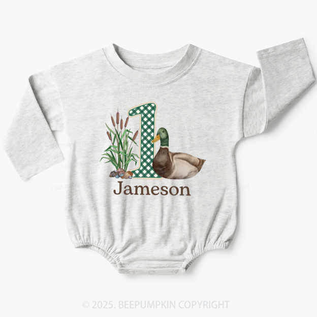 One Mallard Duck Birthday Baby Bubble Romper Beepumpkin