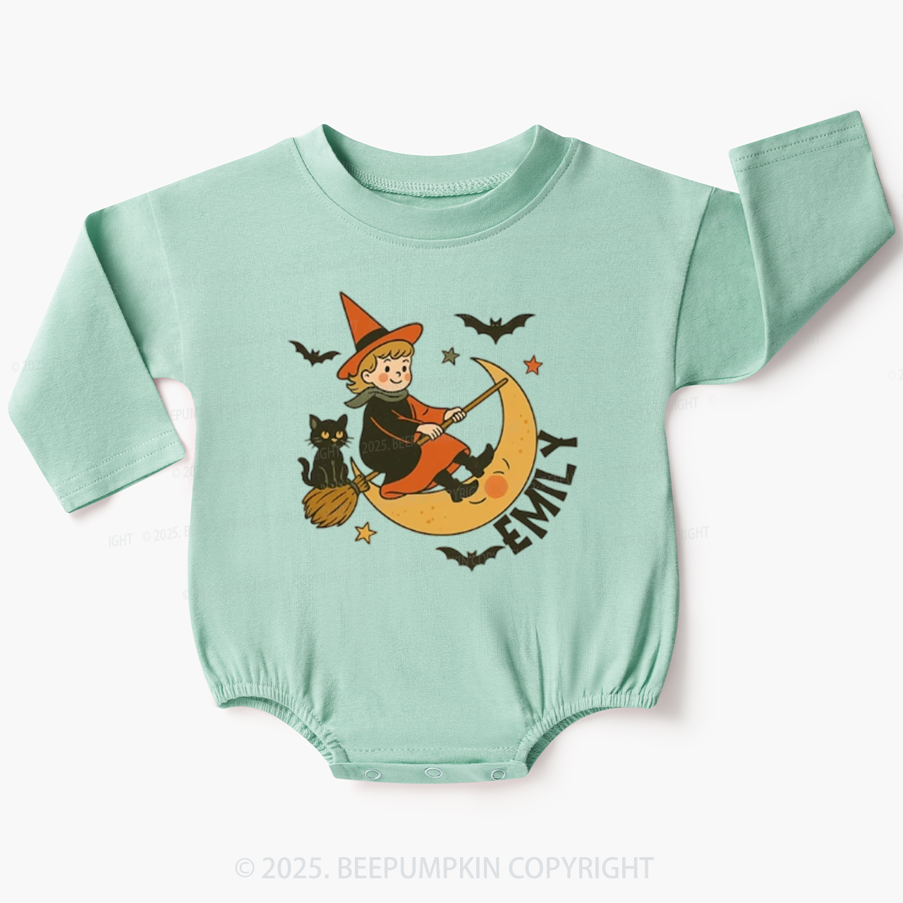 Personalized Vintage Halloween Baby Bubble Romper Beepumpkin