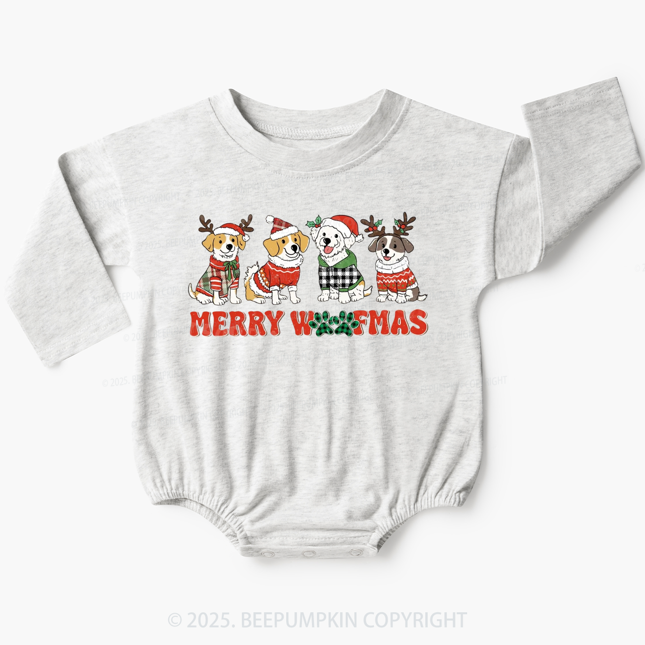 Merry Woofmas Baby Bubble Romper Beepumpkin