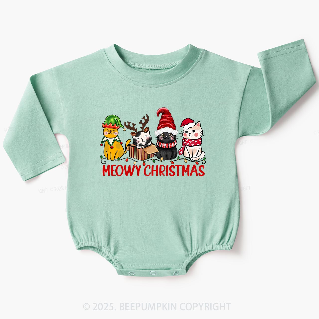 Meowy Christmas Baby Bubble Romper Beepumpkin