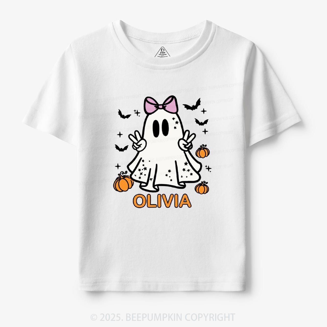 Personalized Halloween Girl Ghost Toddler&Kid's Tees Beepumpkin