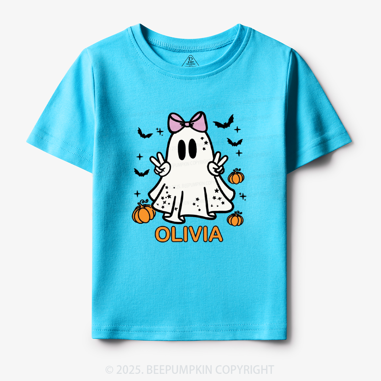 Personalized Halloween Girl Ghost Toddler&Kid's Tees Beepumpkin
