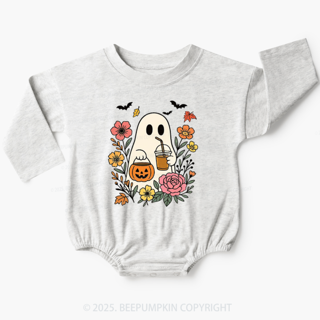 Floral Ghost Vibes Baby Bubble Romper Beepumpkin