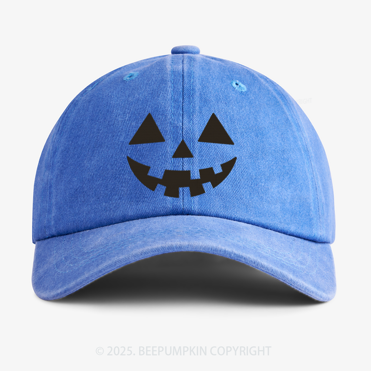 Jack-o-lantern Pumpkin Embroidered Washed Baseball Cap For Kids