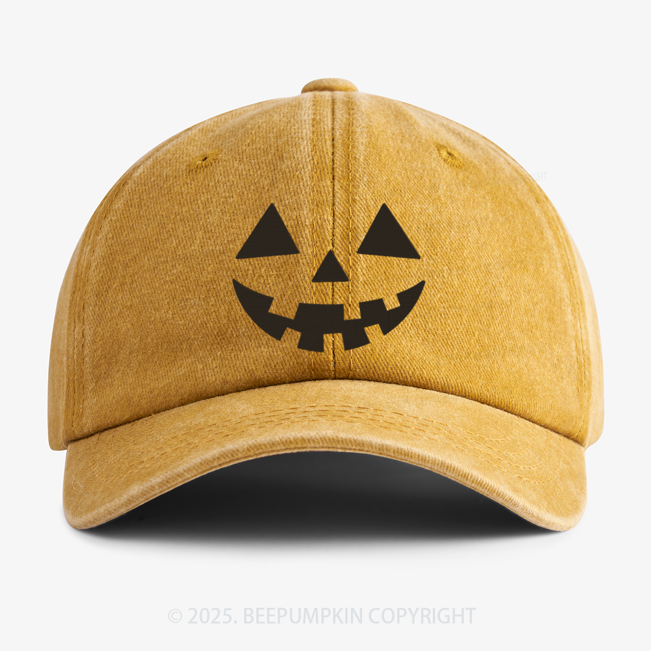 Jack-o-lantern Pumpkin Embroidered Washed Baseball Cap For Kids