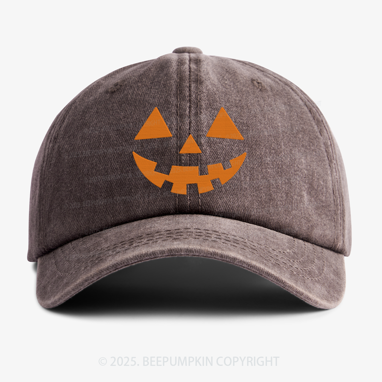 Jack-o-lantern Pumpkin Embroidered Washed Baseball Cap For Kids