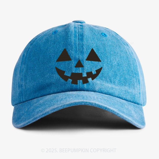Jack-o-lantern Pumpkin Embroidered Washed Baseball Cap For Kids