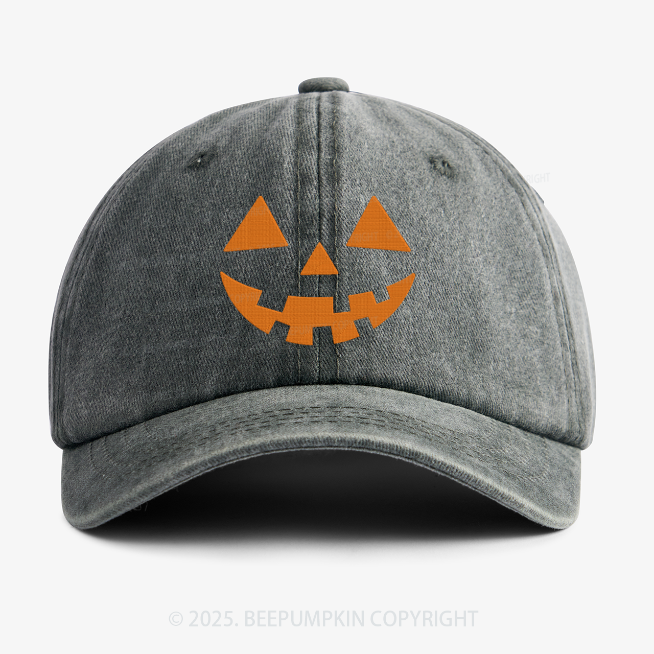 Jack-o-lantern Pumpkin Embroidered Washed Baseball Cap For Kids
