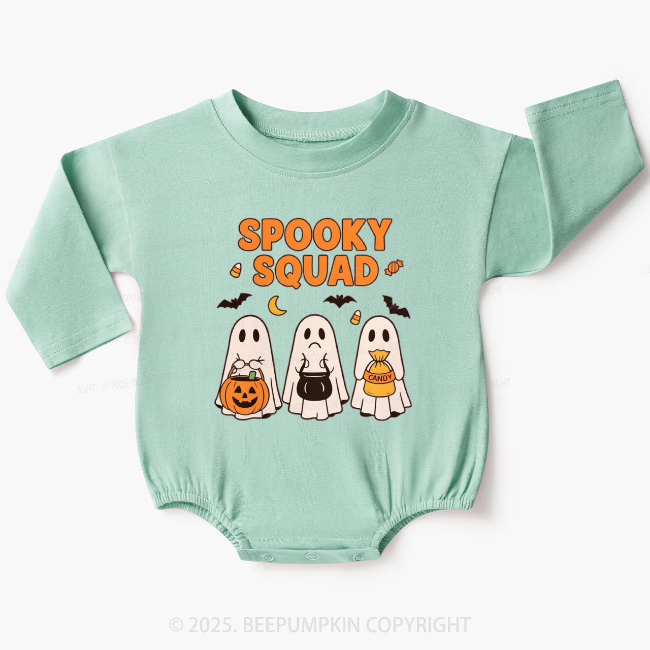 Spooky Squad Ghost Baby Bubble Romper Beepumpkin