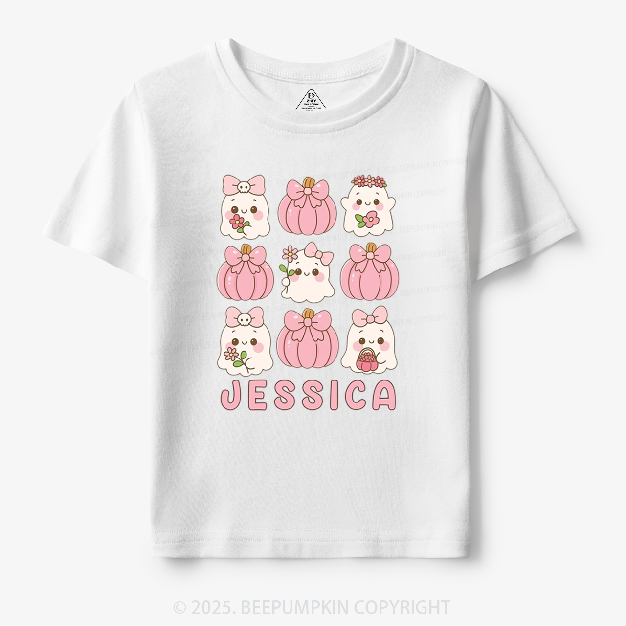 Personalized Ghost Pumpkin Name Halloween Toddler&Kid's Tees Beepumpkin