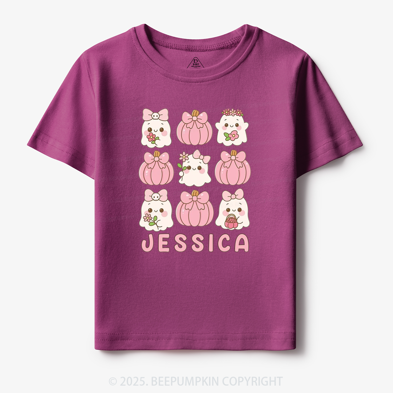 Personalized Ghost Pumpkin Name Halloween Toddler&Kid's Tees Beepumpkin