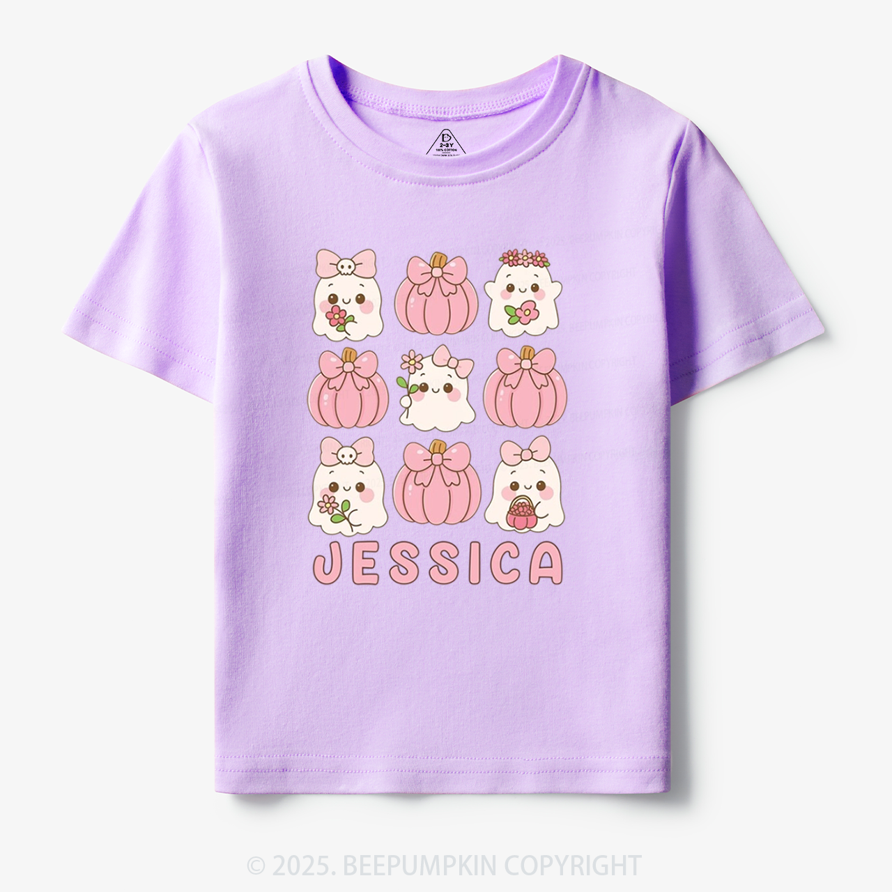 Personalized Ghost Pumpkin Name Halloween Toddler&Kid's Tees Beepumpkin
