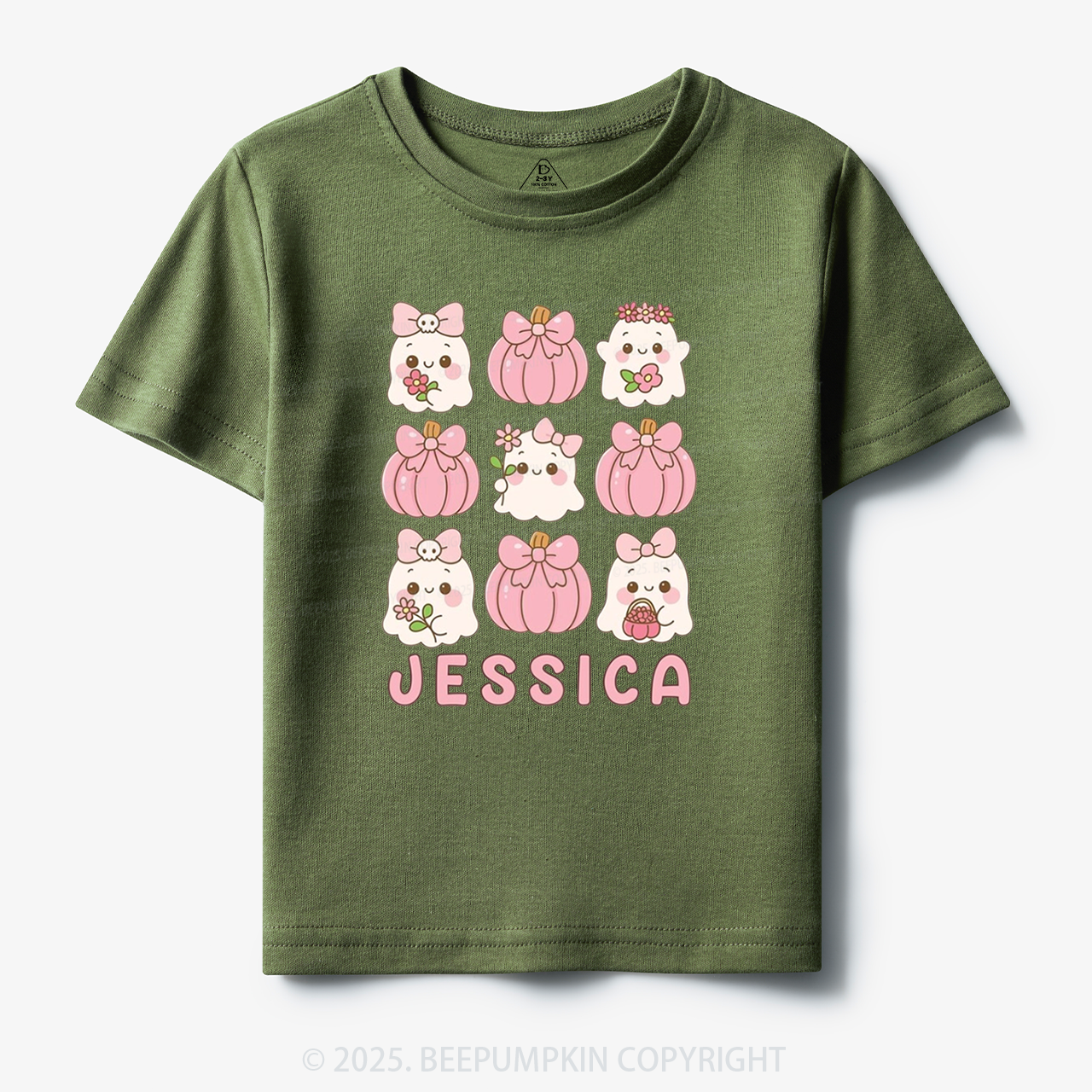 Personalized Ghost Pumpkin Name Halloween Toddler&Kid's Tees Beepumpkin