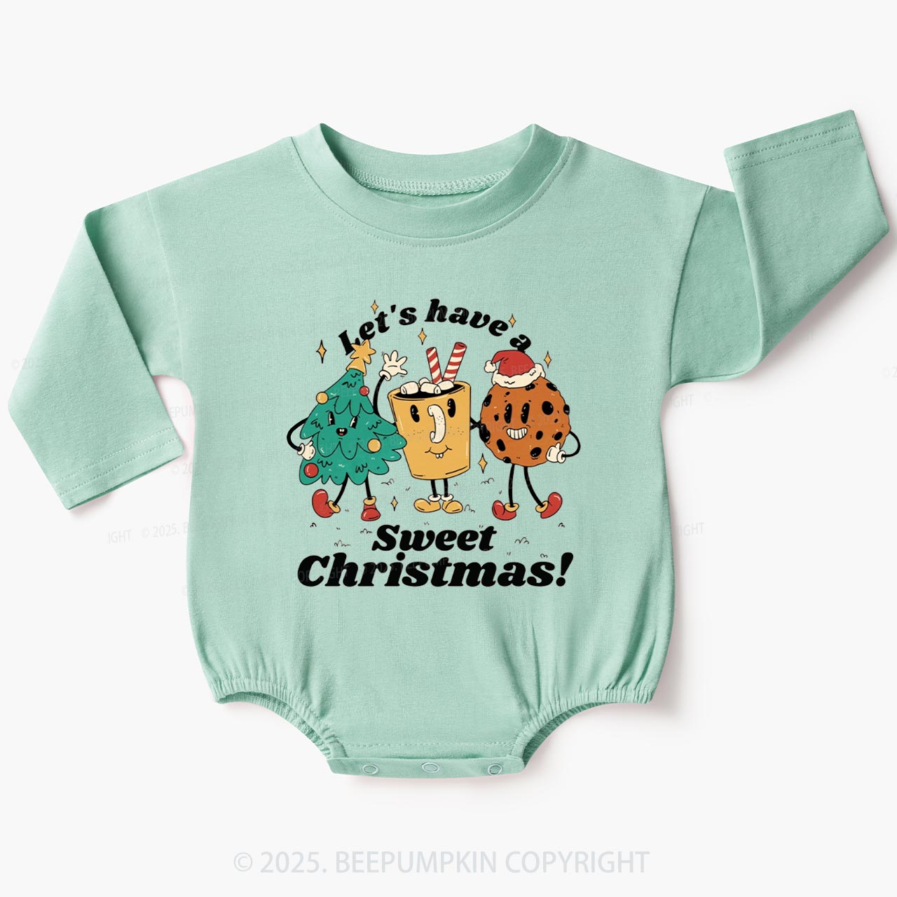 Retro Sweet Christmas Baby Bubble Romper Beepumpkin