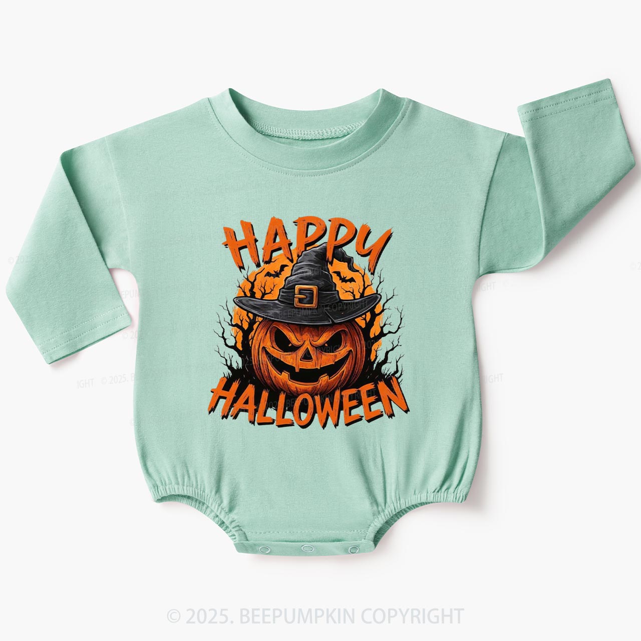 Happy Halloween Baby Bubble Romper Beepumpkin