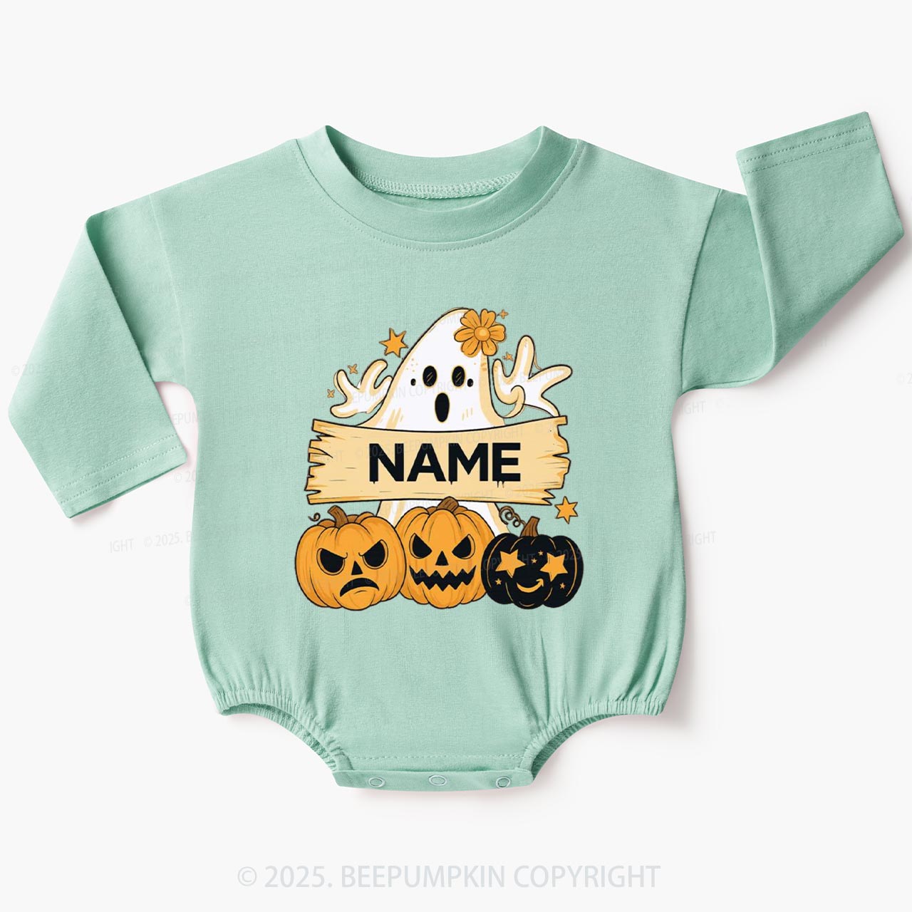Personalized Trick Or Treat Baby Bubble Romper Beepumpkin