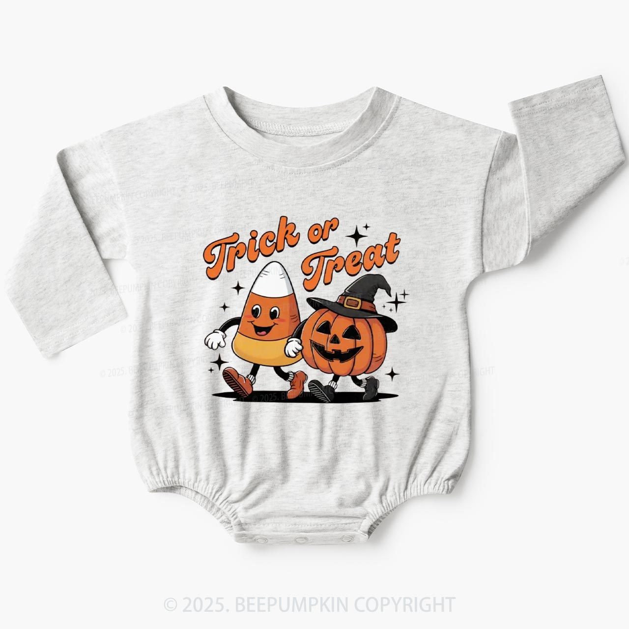 Halloween Trick Or Treat Baby Bubble Romper Beepumpkin