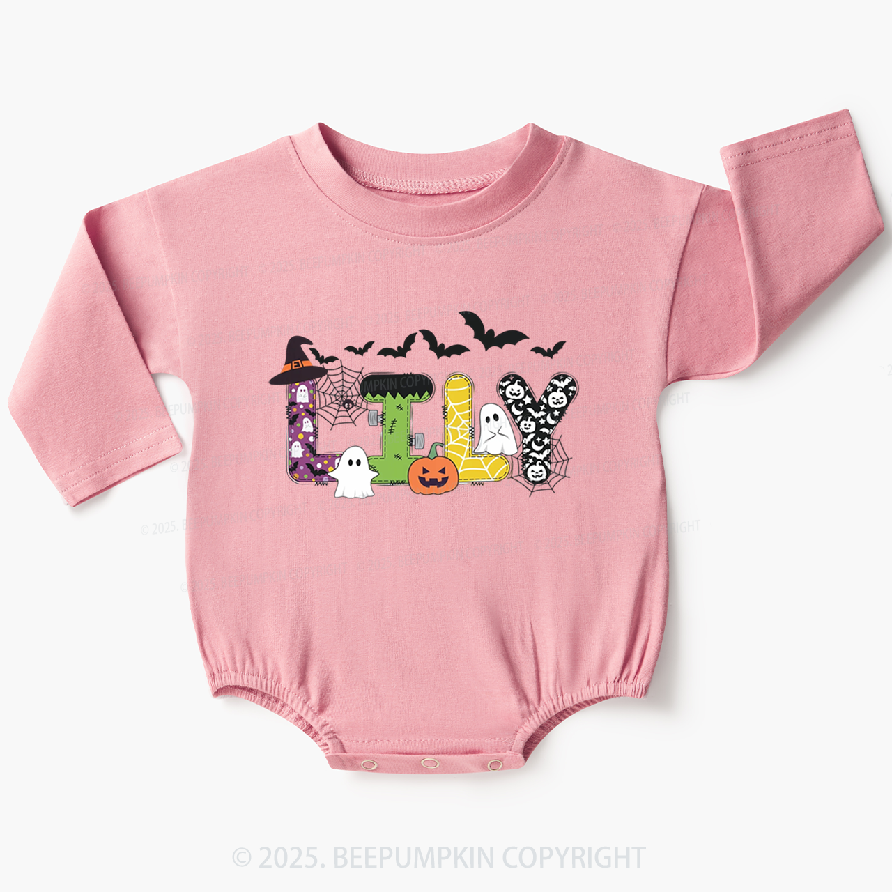 Personalized Halloween Name Baby Bubble Romper Beepumpkin