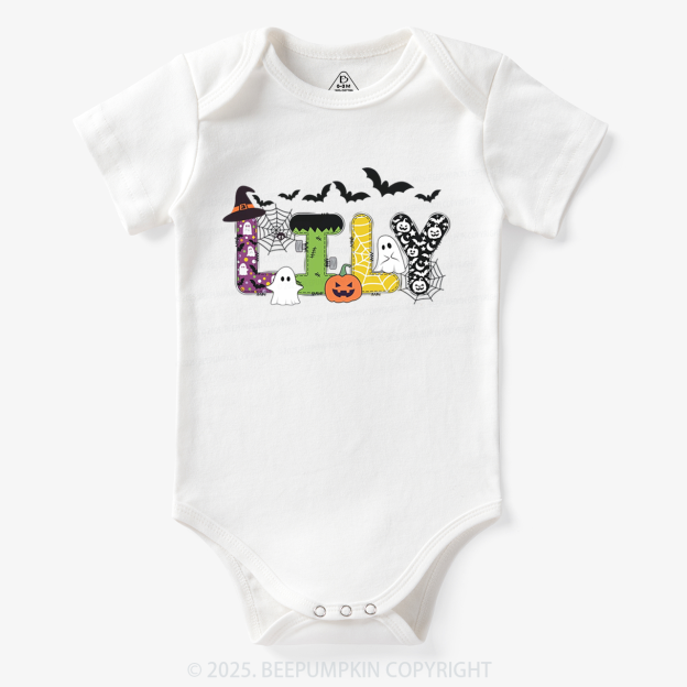 Personalized Halloween Name Bodysuit Beepumpkin