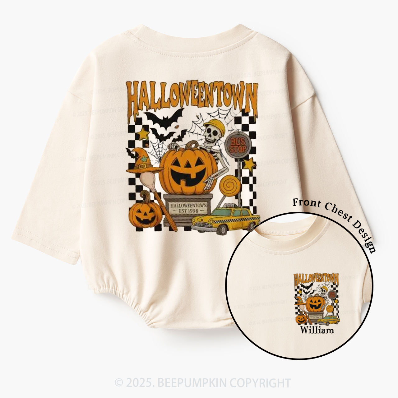 Personalized Halloweentown University Baby Bubble Romper Beepumpkin