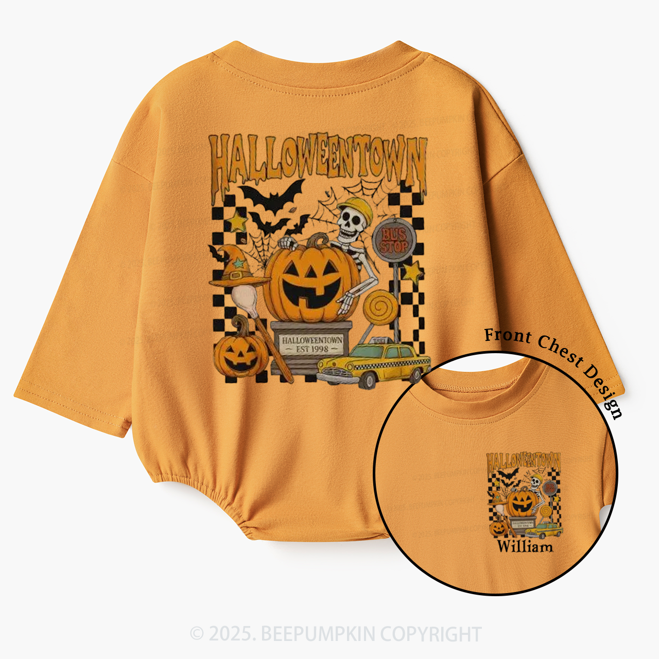 Personalized Halloweentown University Baby Bubble Romper Beepumpkin