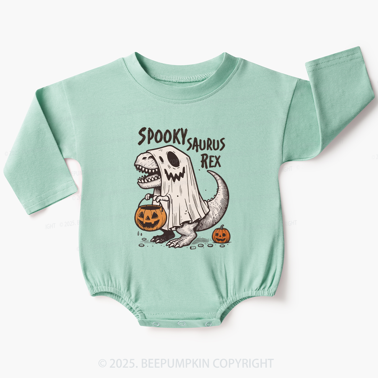 Halloween T-Rex Dinosaur Baby Bubble Romper Beepumpkin