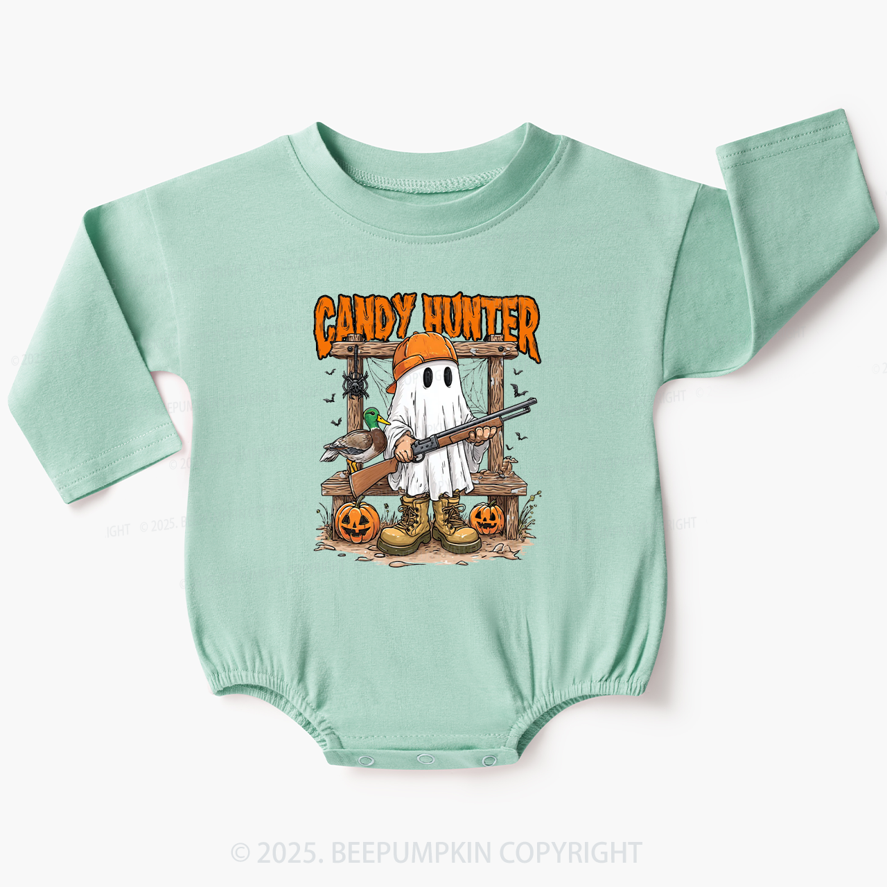 Candy Hunter Halloween Baby Bubble Romper Beepumpkin