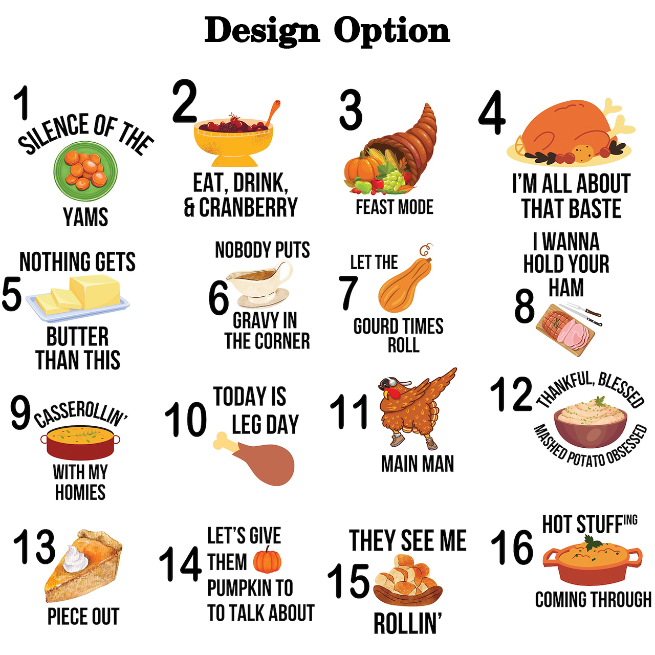 Personalized Thanksgiving Foods Group Family Matching Shirts