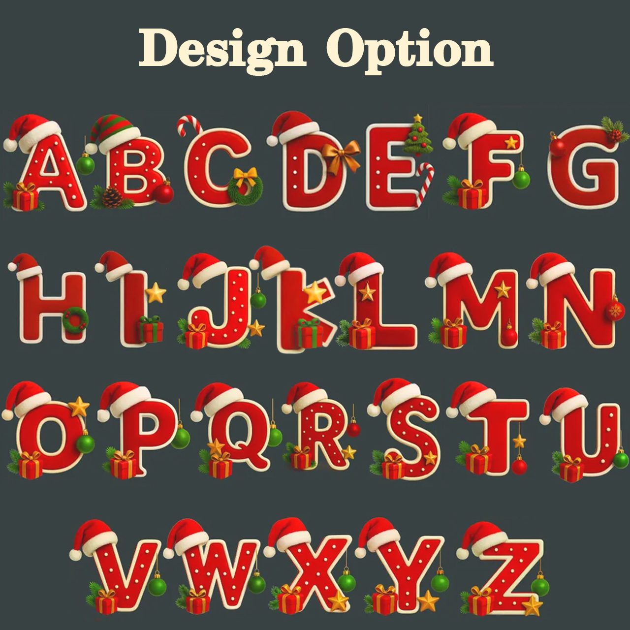 Personalized Santa Hat & Gift Alphabet Christmas Family Matching T-Shirts Beepumpkin