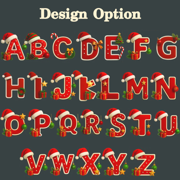 Personalized Santa Hat & Gift Alphabet Christmas Family Matching T-Shirts Beepumpkin