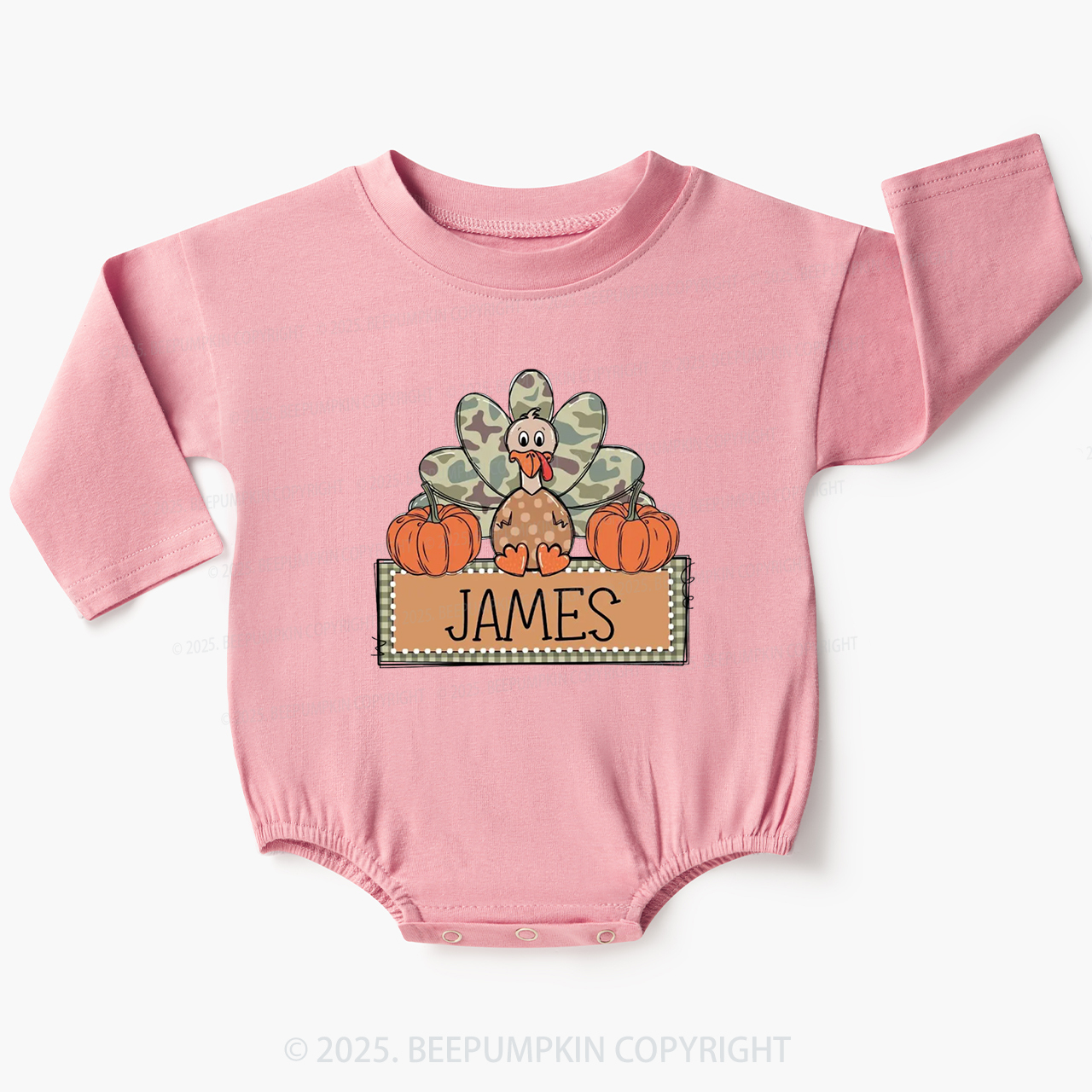 Personalized Camo Turkey Baby Bubble Romper Beepumpkin