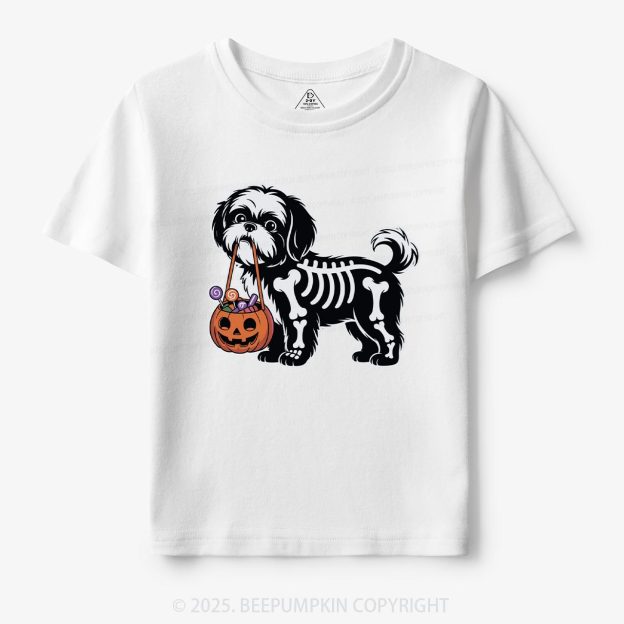 Halloween Skeleton Dog Toddler&Kid's Tees Beepumpkin