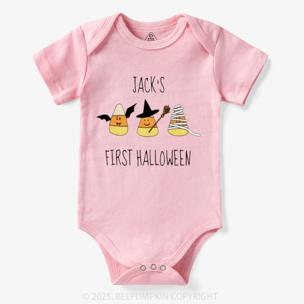 Personalized First Halloween Candy Corn Bodysuit Beepumpkin