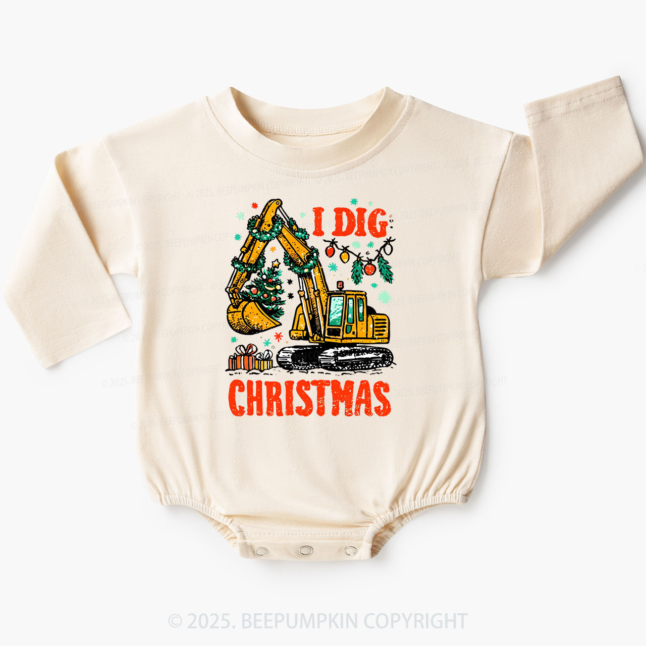 I Dig Christmas Baby Bubble Romper Beepumpkin