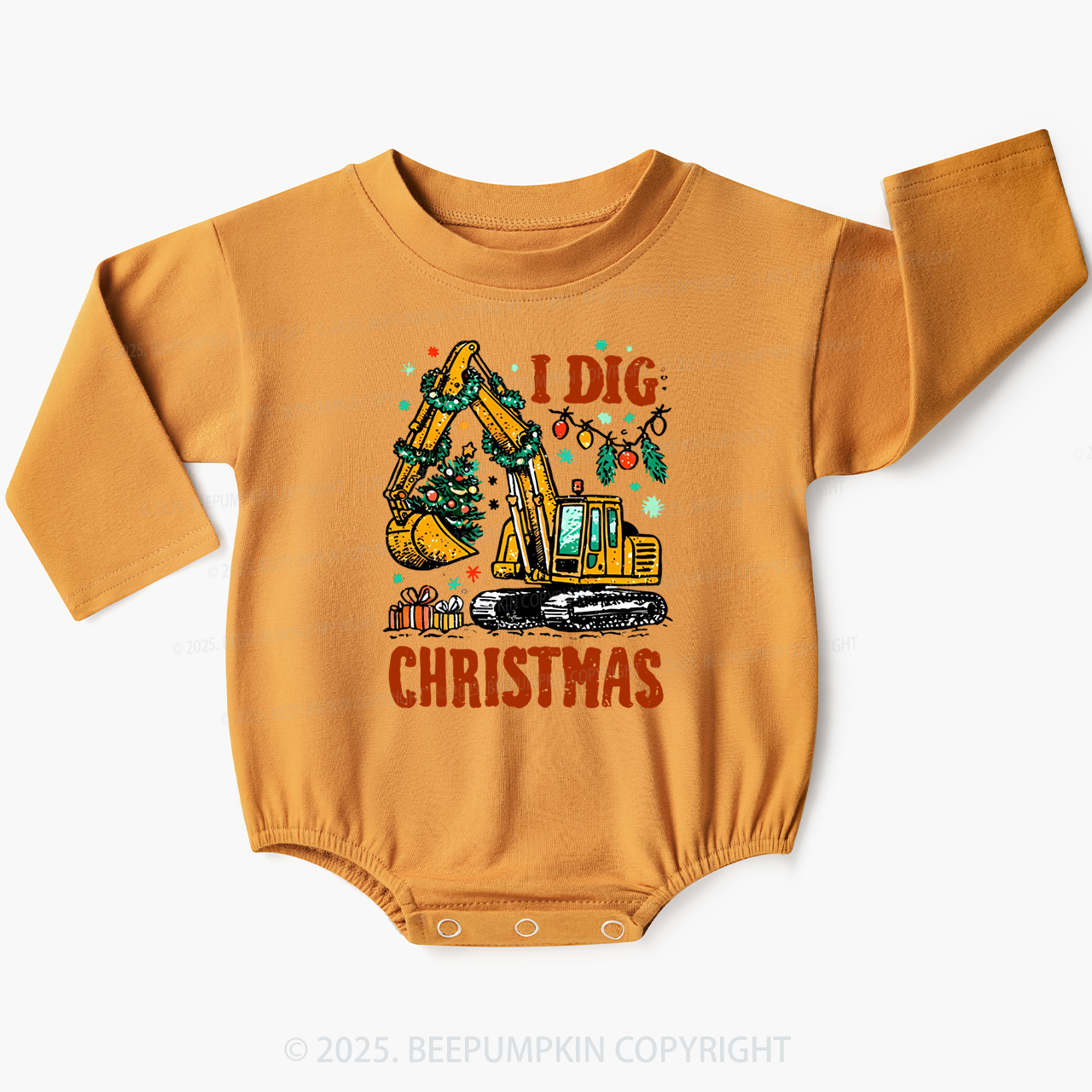 I Dig Christmas Baby Bubble Romper Beepumpkin