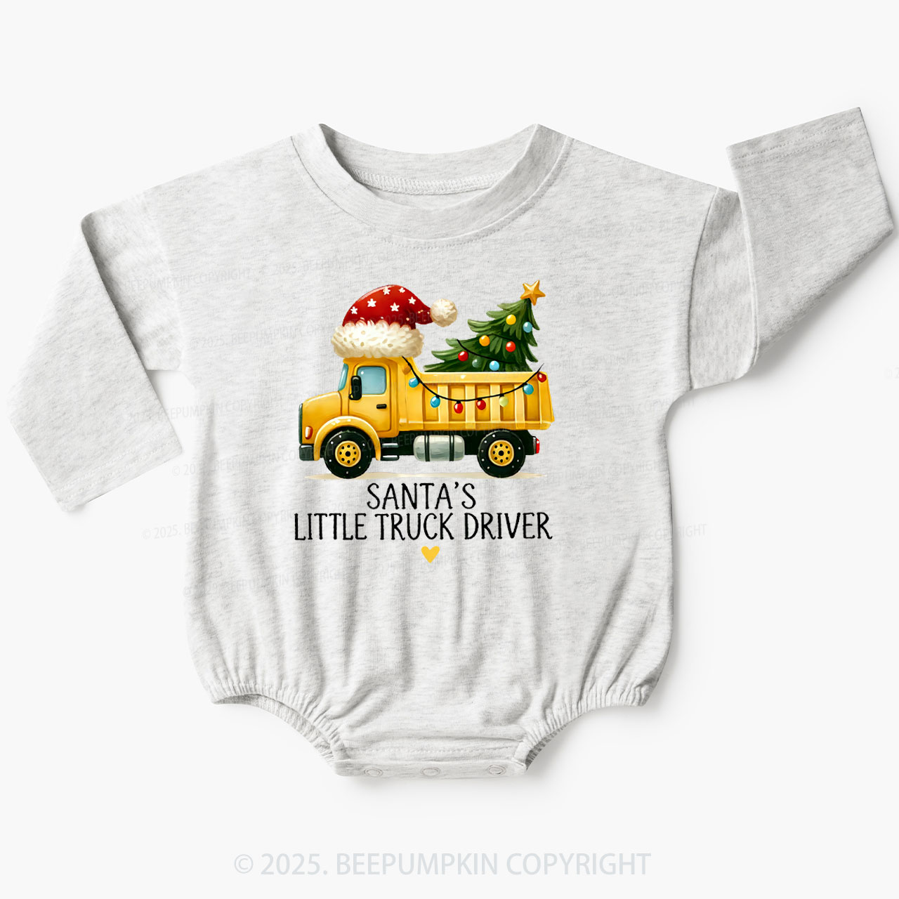 Santa's Little Truck Driver Christmas Baby Bubble Romper Beepumpkin