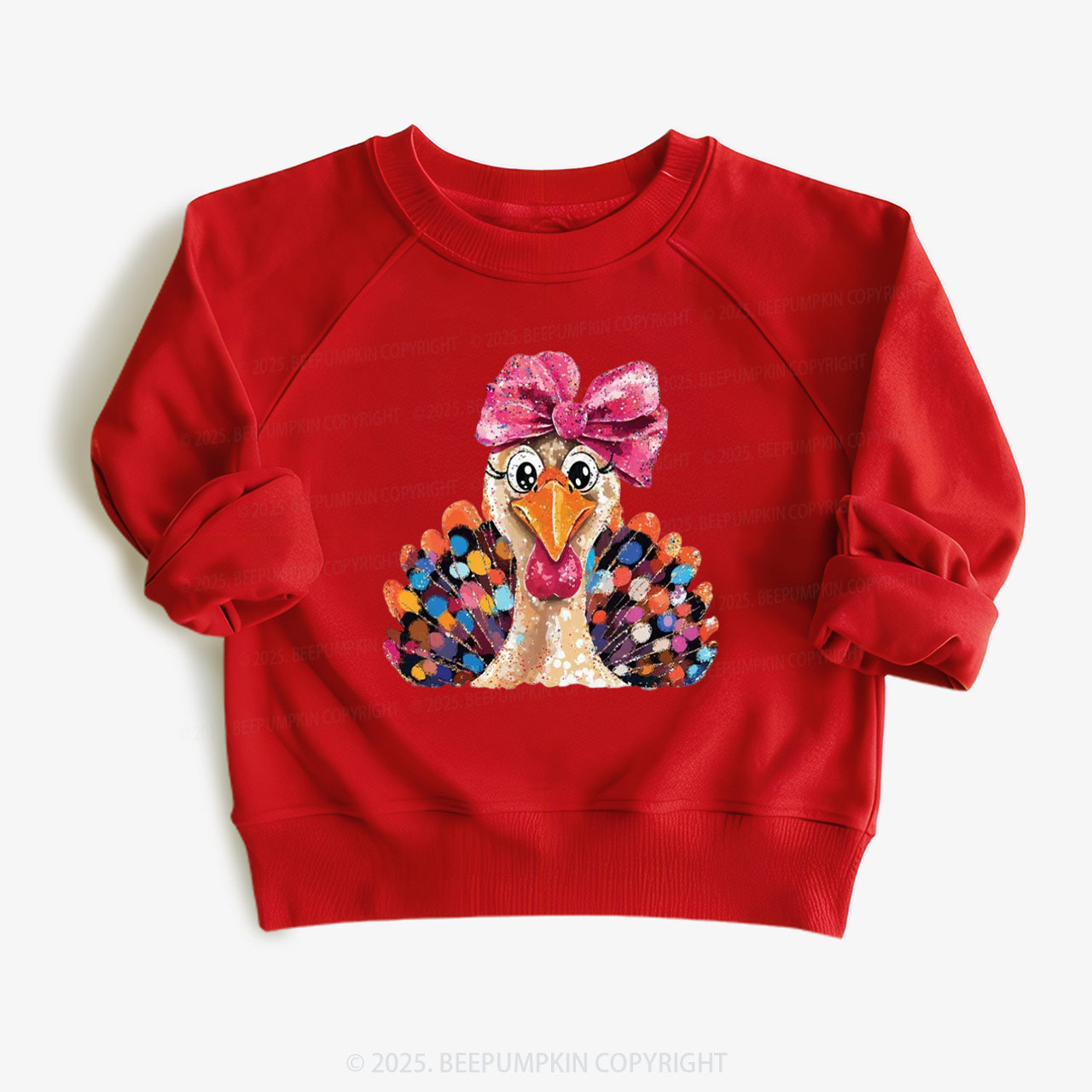 Turkey At The Table Thanksgiving Kid's Sweatshirt