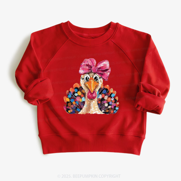 Turkey At The Table Thanksgiving Kid's Sweatshirt