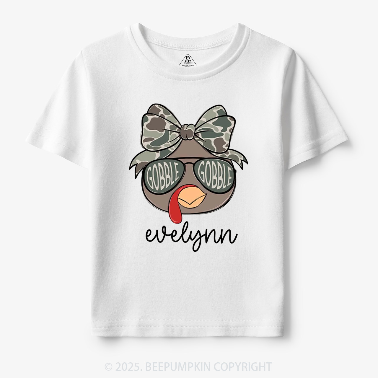 Personalized Boys/Girl Turkey Camo Thanksgiving Toddler&Kid's Tees Beepumpkin