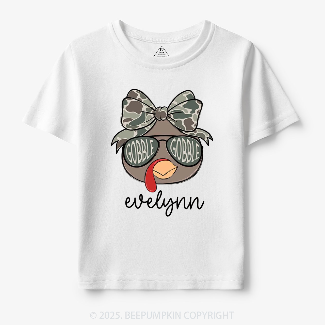 Personalized Boys/Girl Turkey Camo Thanksgiving Toddler&Kid's Tees Beepumpkin